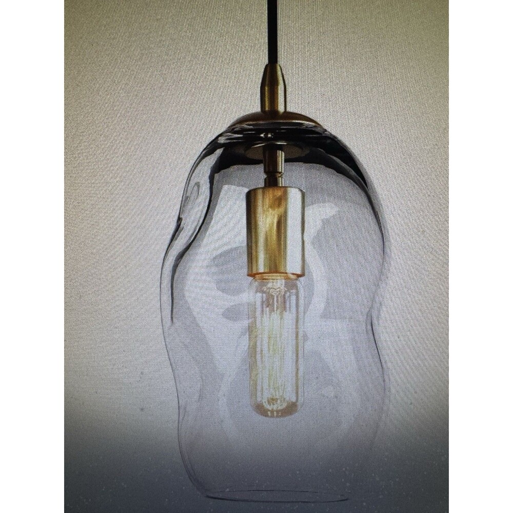 CASAMOTION 12” Pendant Light Modern Clear Glass Kitchen Brass Gold